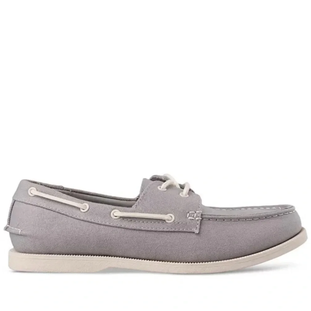 Club Room Men's Elliot Gray Canvas Boat Shoes